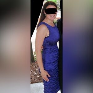 Nicole Miller | Purple Sleeveless Ruched Fitted Cocktail Dress | Size 4